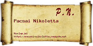 Pacsai Nikoletta névjegykártya