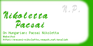 nikoletta pacsai business card